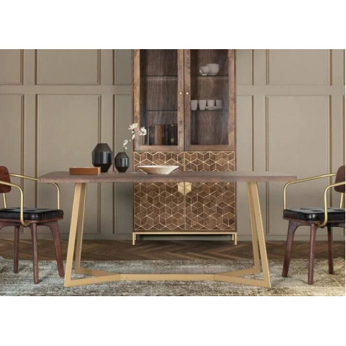Mesa comedor madera de mango Marrón.GINER y COLOMER 76x90x170