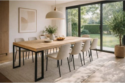 Mesa consola extensible para 8-10 personas con efecto madera 235 cm