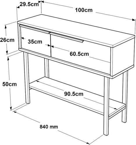 Mesa consola Kvænangen con compartimentos 100x30x76cm