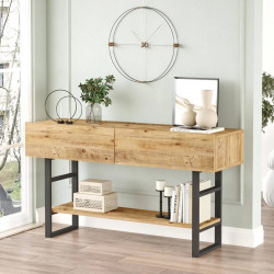 Mesa Consola Lappeenranta Metal/aglomerado 139x43x76 cm Roble
