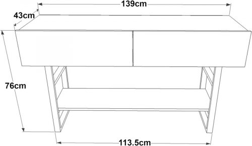 Mesa Consola Lappeenranta Metal/aglomerado 139x43x76 cm Roble