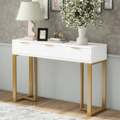 Mesa consola moderna con 3 cajones 120 x 36 x 80 cm