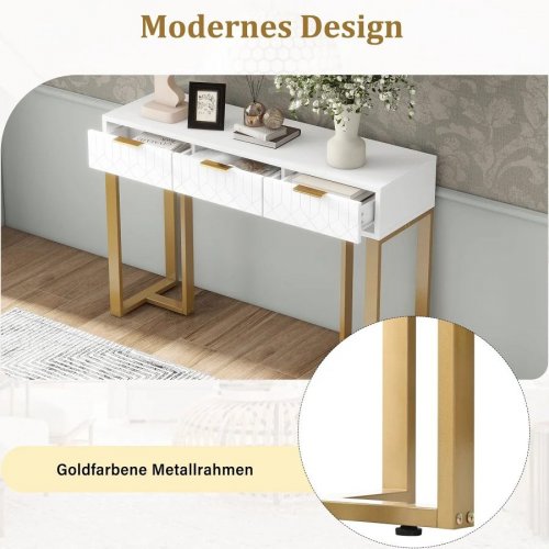 Mesa consola moderna con 3 cajones 120 x 36 x 80 cm