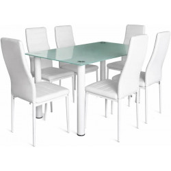 Mesa cristal moderna 6 sillas 140x80x74cm