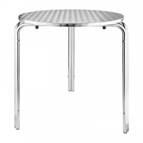 Mesa de acero inoxidable Bistro apilable redonda 700mm.