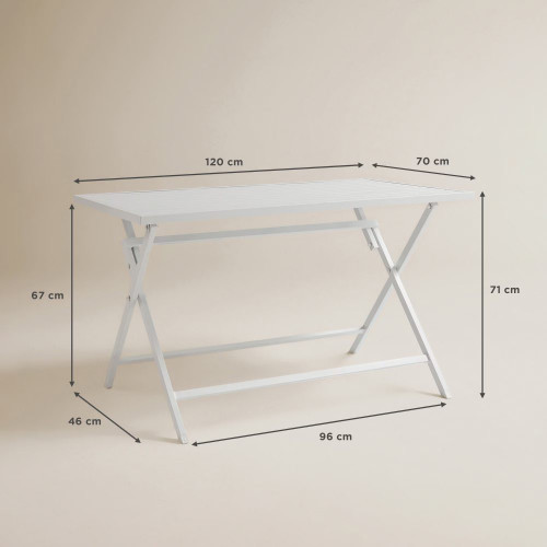 Mesa de balcón plegable rectangular Atlanta Blanco
