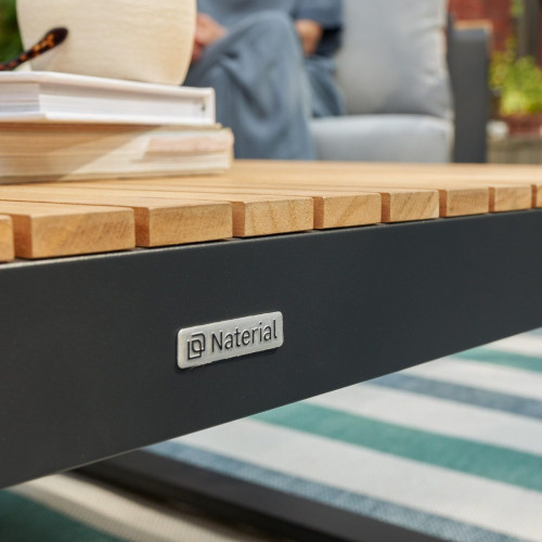 Mesa de centro de jardín de aluminio Persea gris de 70x35.2x70 cm