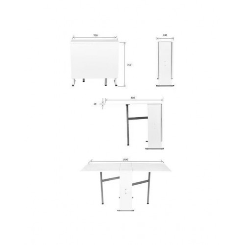 Mesa de cocina plegable Flap EuroVolter Blanco