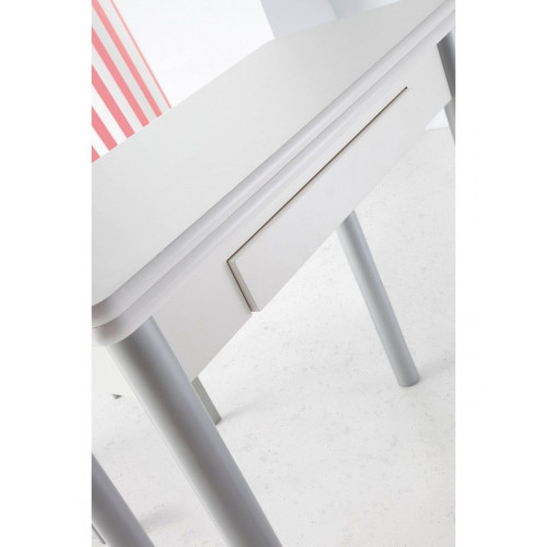 Mesa de Cocina Rectangular Extensible - 80X40/80cm - Modelo RIBETA - Sobre BLANCO MDF - Patas Metal Plata
