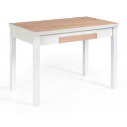 Mesa de Cocina Rectangular Extensible NOLI - 100/160x60cm - Sobre Roble Amazona MDF - Patas Metal