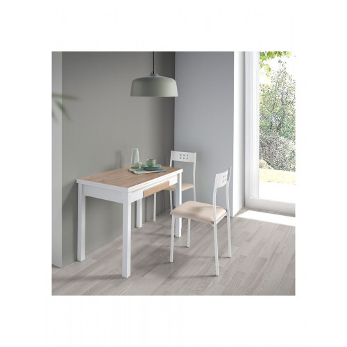 Mesa de Cocina Rectangular Extensible NOLI - 100/160x60cm - Sobre Roble Amazona MDF - Patas Metal