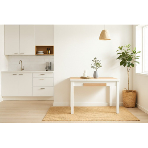 Mesa de Cocina Rectangular Extensible NOLI - 100/160x60cm - Sobre Roble Amazona MDF - Patas Metal
