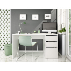 Mesa de escritorio Chest con dos cajones y una puerta color blanco 138x74x60cm