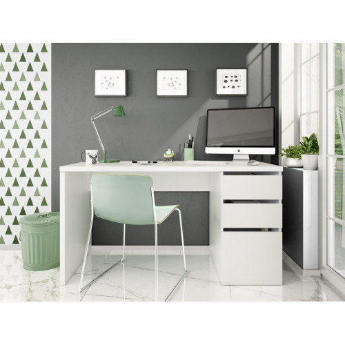 Mesa de escritorio Chest con dos cajones y una puerta color blanco 138x74x60cm