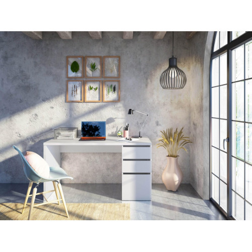 Mesa de escritorio Chest con dos cajones y una puerta color blanco 138x74x60cm