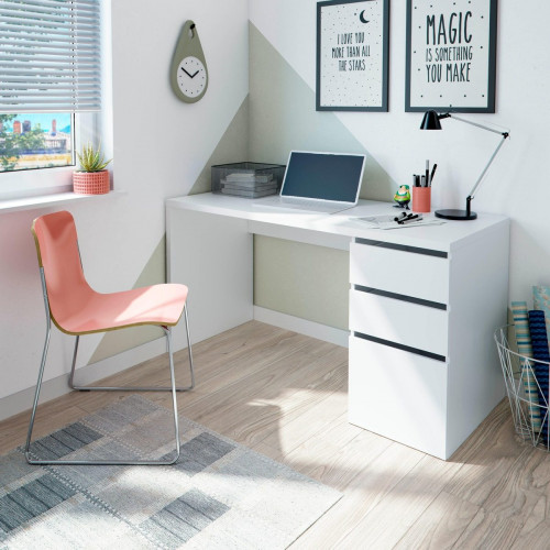 Mesa de escritorio Chest con dos cajones y una puerta color blanco 138x74x60cm