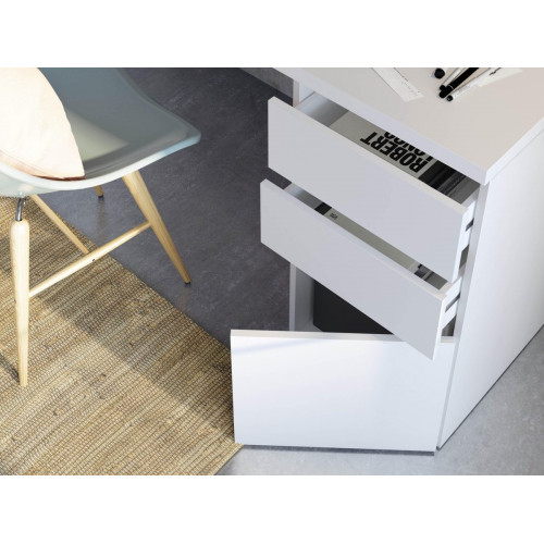 Mesa de escritorio Chest con dos cajones y una puerta color blanco 138x74x60cm