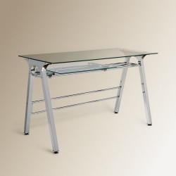 Mesa de escritorio de metal y cristal Steel EuroVolter Gris
