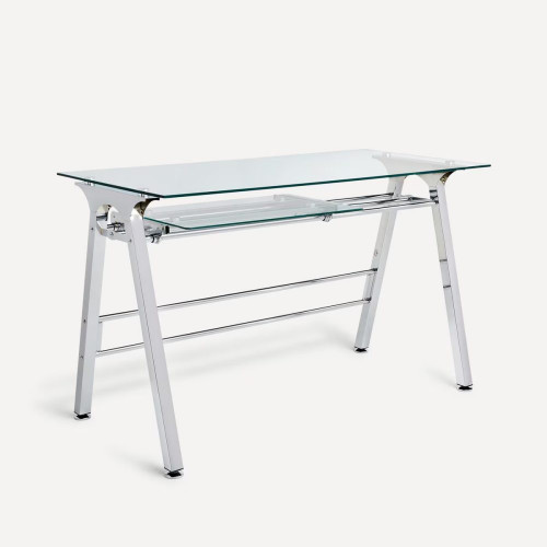 Mesa de escritorio de metal y cristal Steel EuroVolter Gris