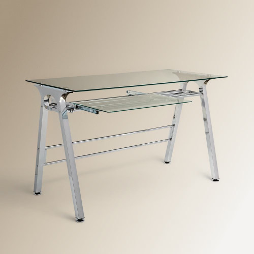Mesa de escritorio de metal y cristal Steel EuroVolter Gris