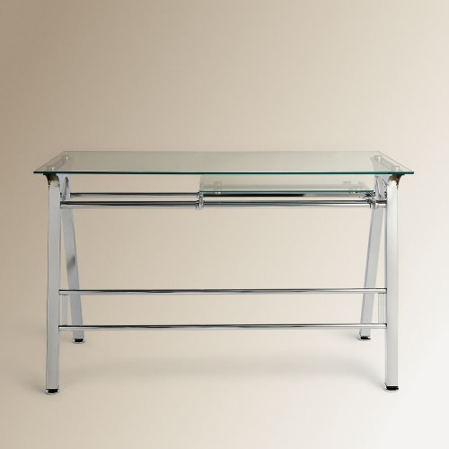 Mesa de escritorio de metal y cristal Steel EuroVolter Gris