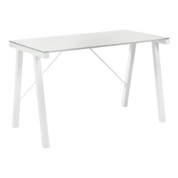 Mesa de escritorio de metal y cristal Tiphoon EuroVolter Blanco
