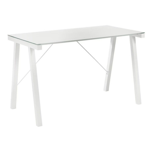 Mesa de escritorio de metal y cristal Tiphoon EuroVolter Blanco