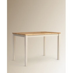 Mesa de madera de hevea Dover Blanco / Natural