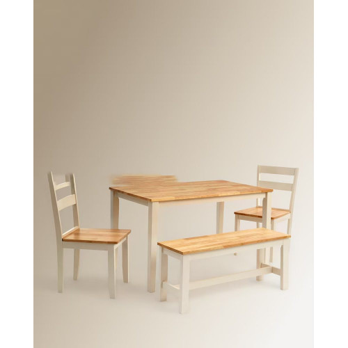 Mesa de madera de hevea Dover Blanco / Natural