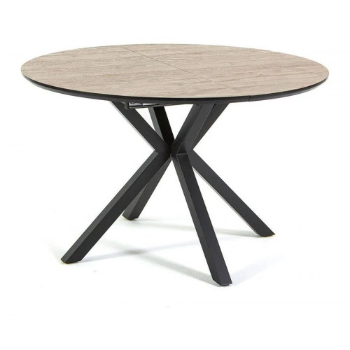 Mesa extensible 120 cm con tablero efecto madera y patas negras