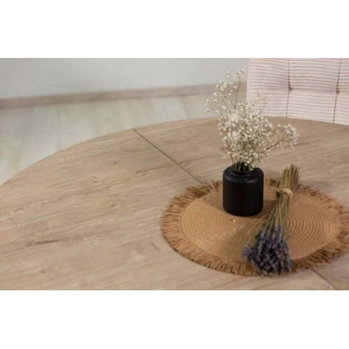 Mesa extensible 120 cm con tablero efecto madera y patas negras