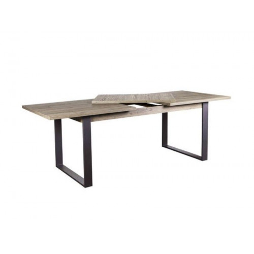 Mesa extensible 180 x 90 cm roble natural con patas de metal pintado - Adrano