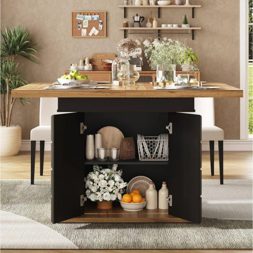 Mesa extensible con almacenaje y estante
