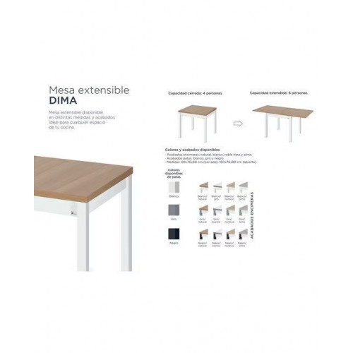 Mesa extensible con pata blanca Dima Blanco / Olmo