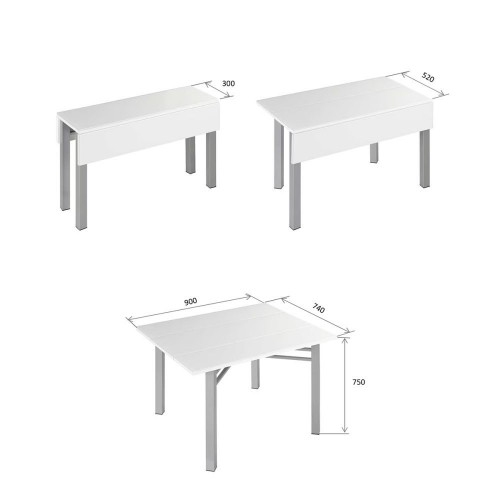 Mesa extensible de cristal Scotland Aluminio / Blanco