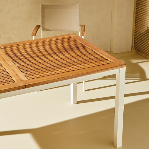 Mesa extensible de jardín Rockwell Natural / Blanco