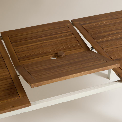 Mesa extensible de jardín Rockwell Natural / Blanco