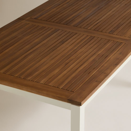 Mesa extensible de jardín Rockwell Natural / Blanco