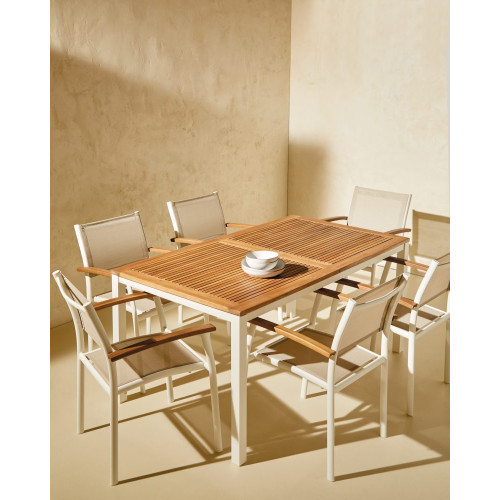 Mesa extensible de jardín Rockwell Natural / Blanco