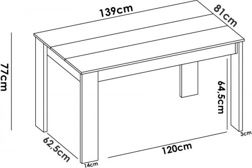 Mesa fija de madera roble