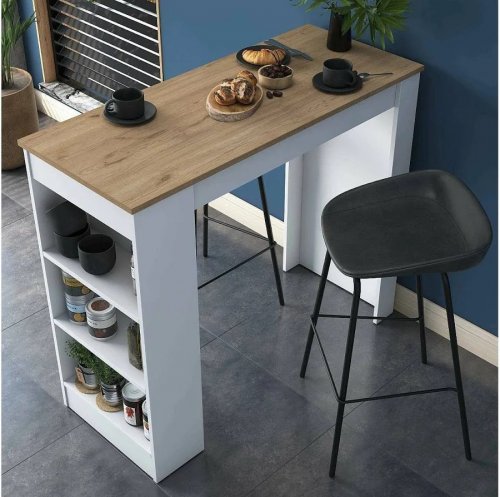 Mesa fija en madera melaminada nogal marrón 120x50x100h cm