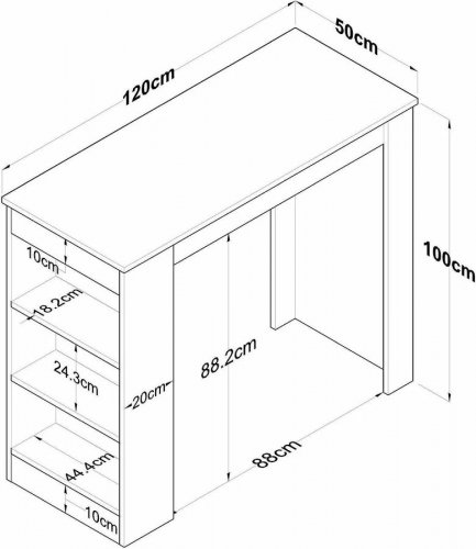 Mesa fija en madera melaminada nogal marrón 120x50x100h cm