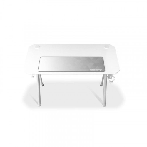 Mesa Gaming Drift 120cm Tablero de fibra Blanco con alfombrilla y soporte