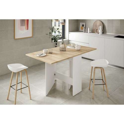 Mesa multiposición extensible 77x31x78 cm blanco mate y roble – Capri