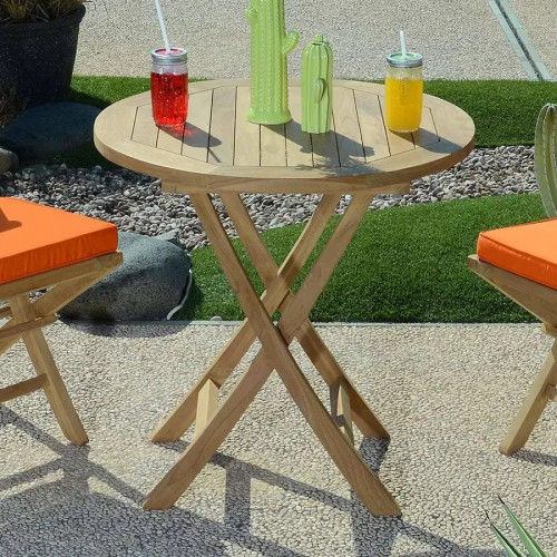 Mesa plegable redonda de teca maciza ø 75 cm