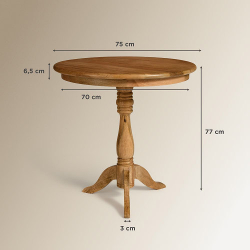 Mesa velador de madera de mango Vendome EuroVolter Natural