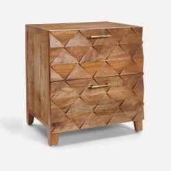 Mesita de madera de mango con 2 cajones Tabriz EuroVolter Natural