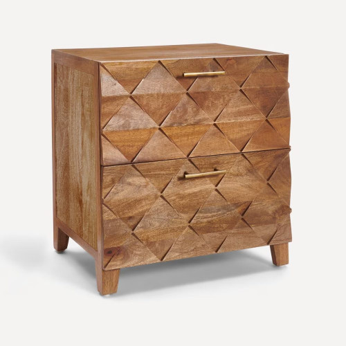 Mesita de madera de mango con 2 cajones Tabriz EuroVolter Natural