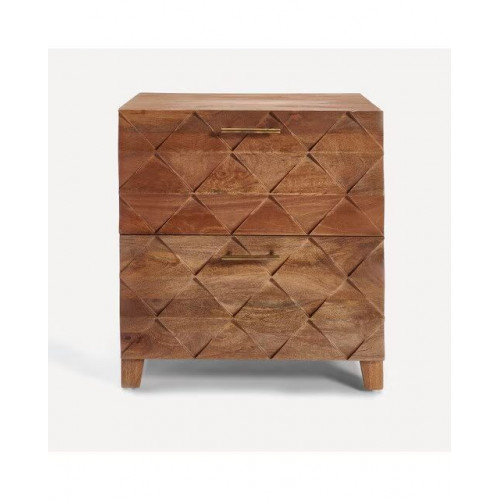 Mesita de madera de mango con 2 cajones Tabriz EuroVolter Natural