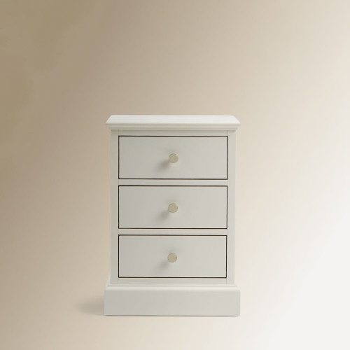 Mesita de noche de madera de haya con 3 cajones Caviedes EuroVolter Blanco
